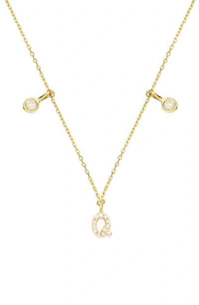 Shop Stone And Strand Double Diamond Initial Pendant Necklace In Yellow Gold/ Q