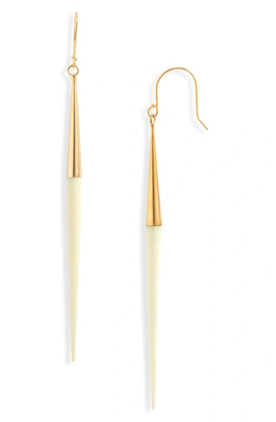 Soko Core Capped Quill Drop Earrings In Gold / White