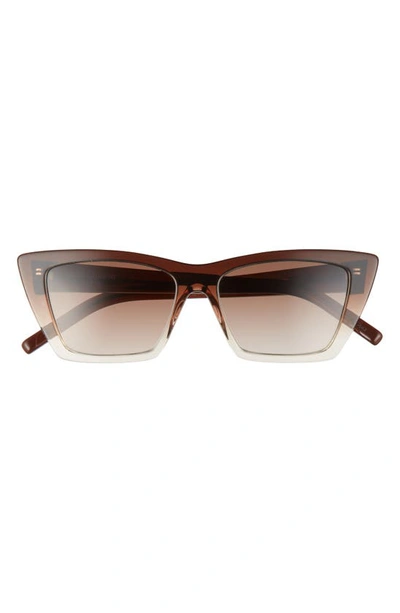 Shop Saint Laurent 53mm Cat Eye Sunglasses In Brown/ Brown Gradient
