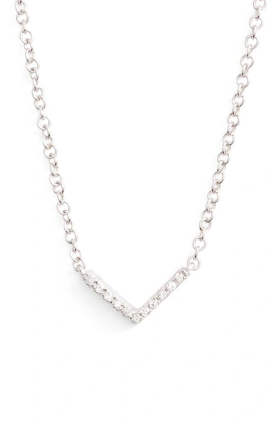 Shop Ef Collection Mini Chevron Diamond Pendant Necklace In White Gold