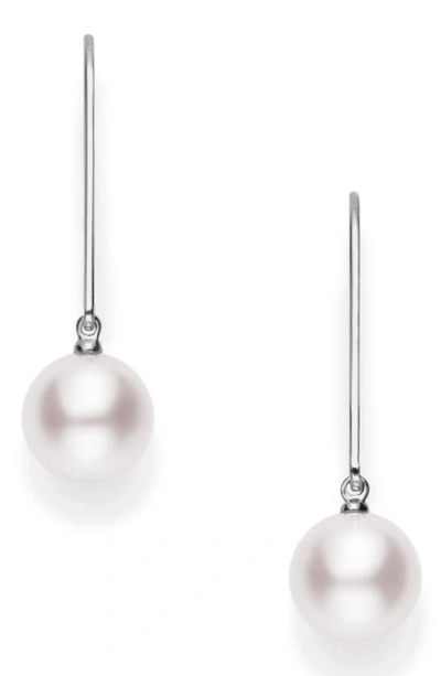 Shop Mikimoto Classic Akoya Pearl Drop Earrings In White Gold/ Pearl