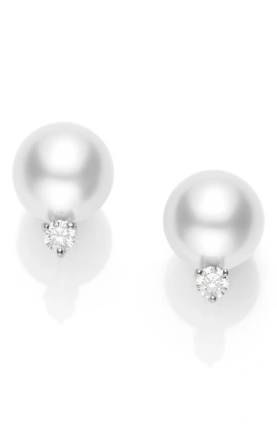 Shop Mikimoto Pearl & Diamond Stud Earrings