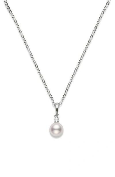 Shop Mikimoto Everyday Essentials Akoya Cultured Pearl & Diamond Pendant Necklace