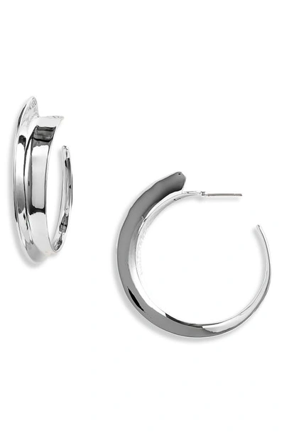 Shop Jenny Bird Love 2021 Large Vantage Hoop Earrings In High Polish Silver