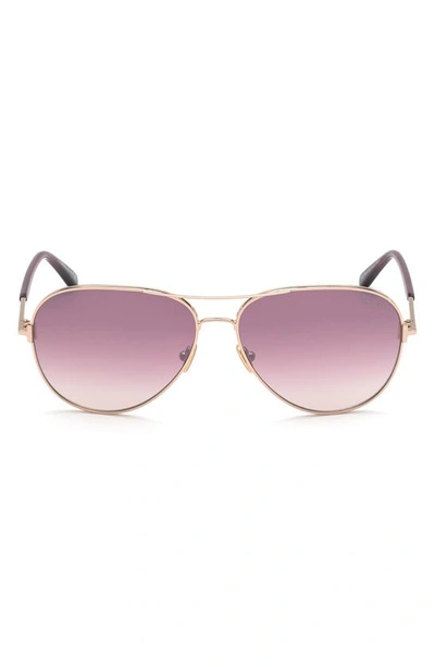 Shop Tom Ford Clark 59mm Gradient Aviator Sunglasses In Rose Gold/ Bordeaux Mirror