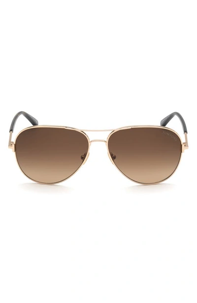 Shop Tom Ford Clark 59mm Gradient Aviator Sunglasses In Rose Gold/ Brown Gradient