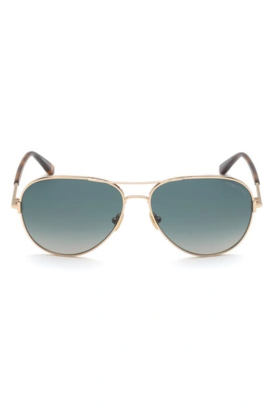 Shop Tom Ford Clark 59mm Gradient Aviator Sunglasses In Rose Gold/ Green Gradient
