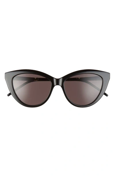 Shop Saint Laurent 55mm Cat Eye Sunglasses In Black/ Black