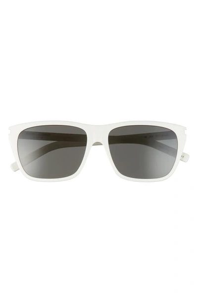Shop Saint Laurent 57mm Square Sunglasses In Ivory/ Grey