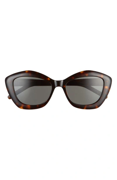 Shop Saint Laurent 54mm Cat Eye Sunglasses In Havana/ Grey