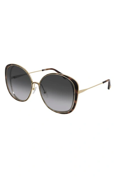 Shop Chloé 63mm Gradient Oversize Round Sunglasses In Gold/ Grey Gradient