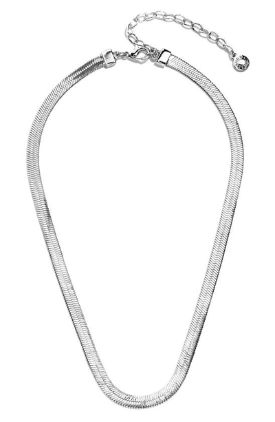Shop Baublebar Gia Herringbone Chain Collar Necklace In Silver