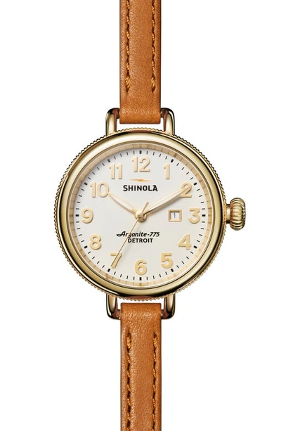 Shop Shinola The Birdy Double Wrap Leather Strap Watch, 34mm In White