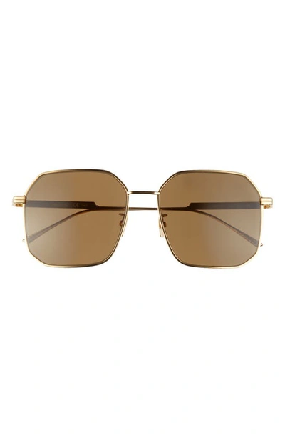 Shop Bottega Veneta 58mm Square Sunglasses In Gold/ Brown