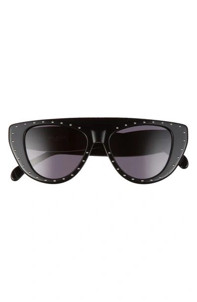 Shop Alaïa 52mm Round Sunglasses In Black/ Grey