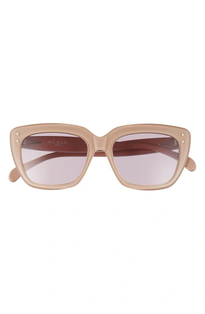 Shop Alaïa 54mm Square Sunglasses In Beige/ Violet