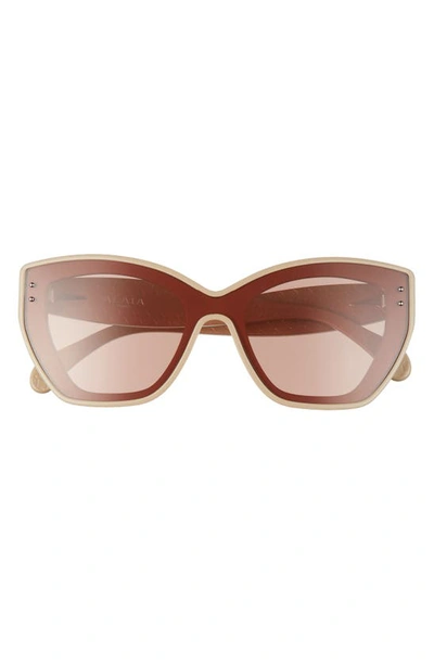 Shop Alaïa 99mm Shield Sunglasses In Beige/ Brown