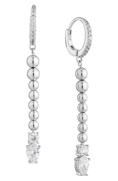 Shop Nadri Cubic Zirconia Drop Huggie Hoop Earrings In Rhodium