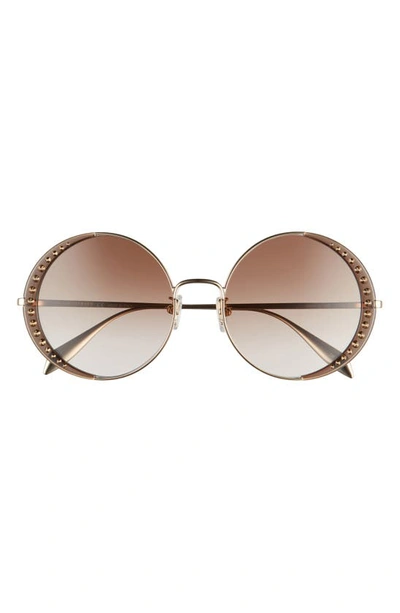 Shop Alexander Mcqueen 57mm Gradient Round Sunglasses In Gold/ Brown Gradient