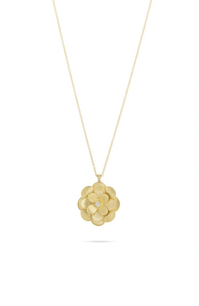 Shop Marco Bicego Large Petali Diamond Floral Pendant Necklace In Yellow Gold/ Diamond