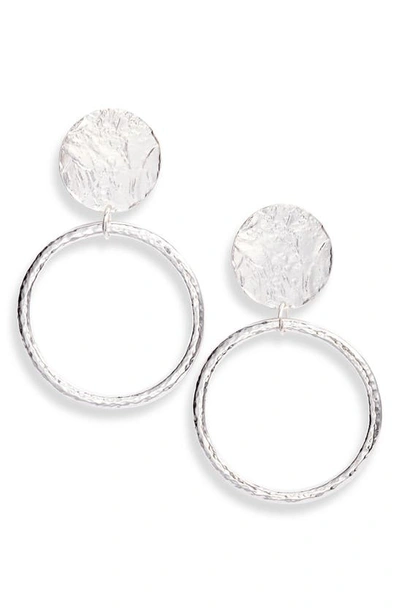 Shop Karine Sultan Hoop Statement Drop Earrings In Silver