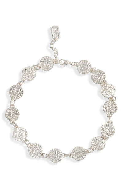 Shop Karine Sultan Cuban Link Disc Collar Necklace In Silver