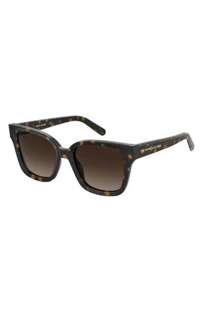 Marc Jacobs 53mm Square Sunglasses In Havana Brown/brown Gradient