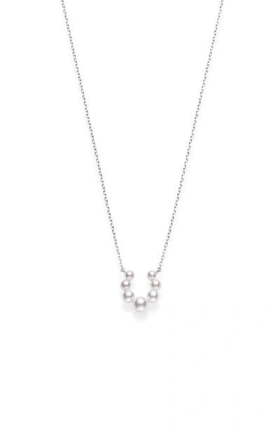 Shop Mikimoto Akoya Pearl Cluster Necklace In White Gold/ Pearl