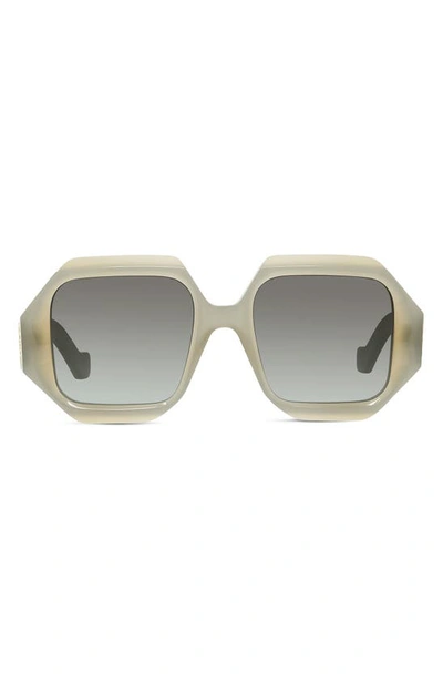 Shop Loewe 54mm Hexagonal Sunglasses In Milky Lt Gry/milky Beige/smoke