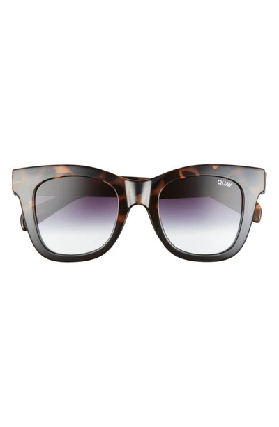 Shop Quay After Hours 50mm Square Sunglasses In Tort Black/ Black Fade Lens