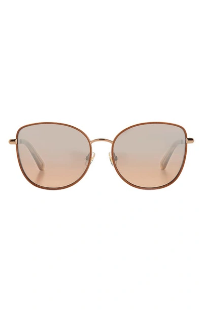 Shop Kate Spade Maryam 56mm Gradient Polarized Cat Eye Sunglasses In Red Gold/ Silver Mirror Brown