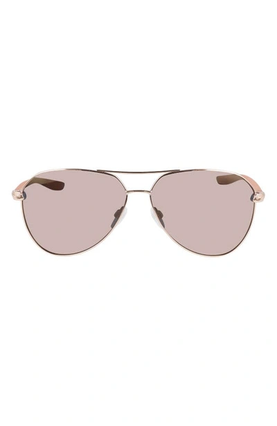 Shop Nike City 61mm Mirrored Aviator Sunglasses In Rose Gold / Gold