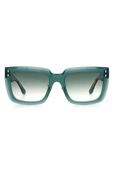 Shop Isabel Marant 55mm Rectangle Sunglasses In Green/ Green Shaded