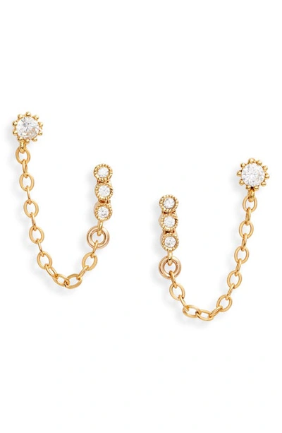 Shop Set & Stones Maven Double Stud Chain Earrings In Gold