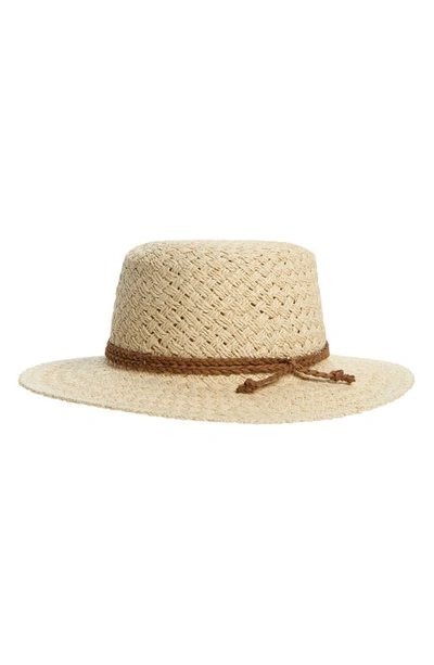 Shop Treasure & Bond Basket Weave Boater Hat In Tan Dark Combo