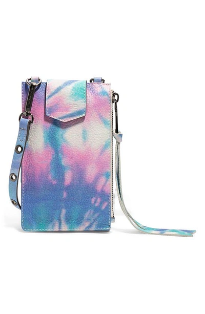 Shop Aimee Kestenberg Getaway Rfid Leather Phone Crossbody Pouch In Spiral Tie Dye