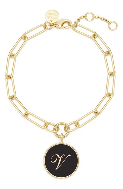 Shop Brook & York Callie Initial Enamel Pendant Bracelet In Gold V