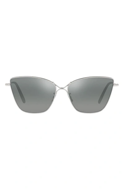 Shop Oliver Peoples Marlyse 60mm Butterfly Sunglasses In Silver/ Grey Gradient Mirror