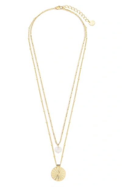 Shop Brook & York Celeste Pearl & Sunburst Pendant Layering Necklace In Gold