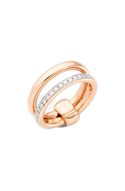 Shop Pomellato Iconica Diamond Double Band Ring In Rose Gold