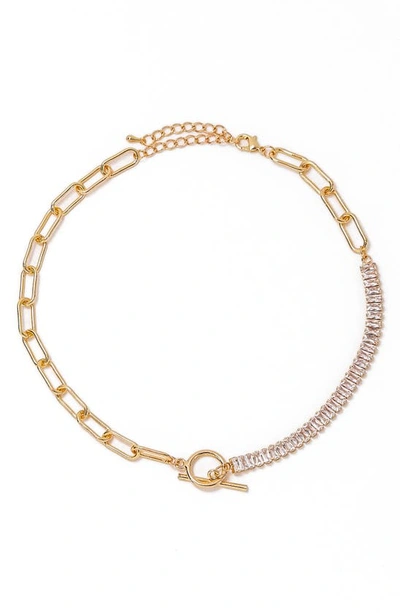 Shop Petit Moments Demie Crystal Chain Necklace In Gold