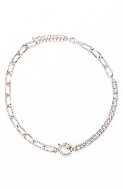 Shop Petit Moments Demie Crystal Chain Necklace In Silver