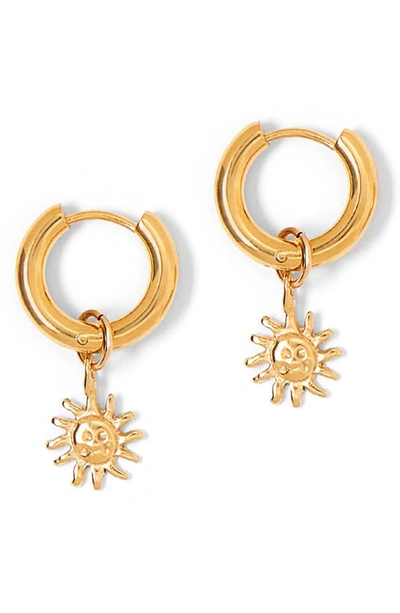 Shop Tess + Tricia Estelle Sun Drop Huggie Hoop Earrings In Gold