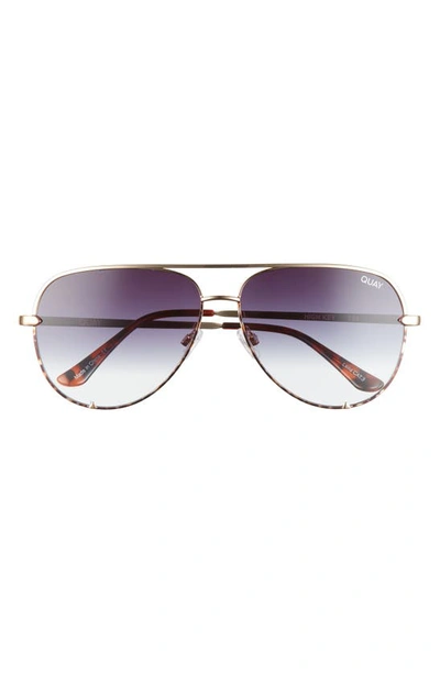 Shop Quay High Key 62mm Oversize Aviator Sunglasses In Gold Tort / Black Fade Lens