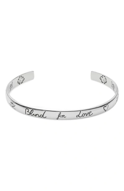 Shop Gucci Blind For Love Cuff Bracelet In Silver