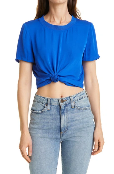 Shop Alice And Olivia Kane Tie Front T-shirt In Cobalt