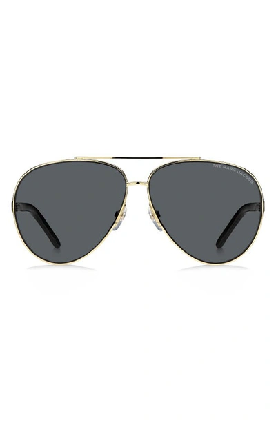 Shop The Marc Jacobs 62mm Gradient Oversize Aviator Sunglasses In Gold Black/grey