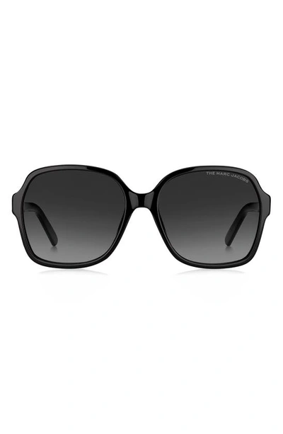 Marc Jacobs 57mm Gradient Square Sunglasses In Black/grey Shaded