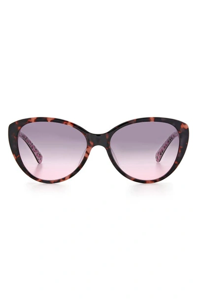 Shop Kate Spade Visalia 55mm Gradient Cat Eye Sunglasses In Pink Havana/ Grey Shaded Pink
