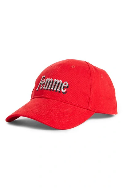 Shop Balenciaga Femme Logo Baseball Hat In Red